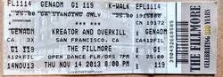 $25 Ticket , tags: Kreator, Overkill, Ticket, The Fillmore - Kreator / Overkill / Warbringer on Nov 14, 2013 [187-small]