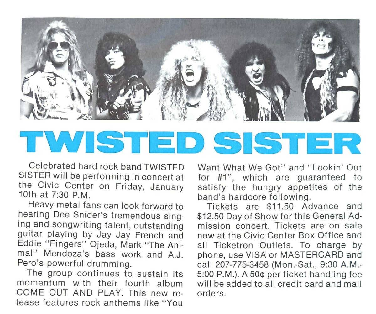 twisted sister 1986 tour dates