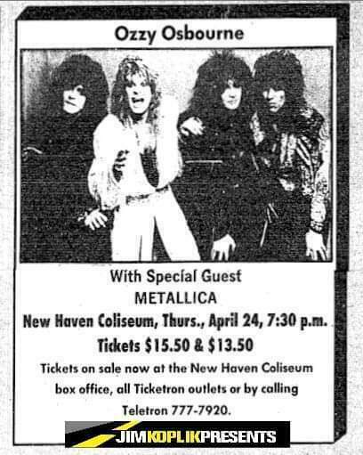 ozzy osbourne metallica tour