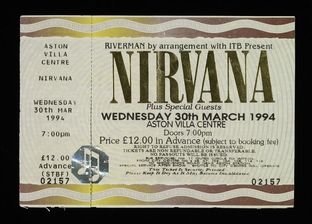 Tickets концерт. Билет на концерт нирваны. Билет на концерт Nirvana. Билет на рок концерт. Пригласительный билет на концерт.