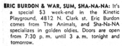 Eric Burdon / War / sha na na / SUM on Oct 3, 1969 [384-small]