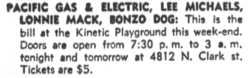 Pacific Gas & Electric / Lee Michaels / Lonnie Mack / BONZO DOG BAND on Oct 10, 1969 [385-small]