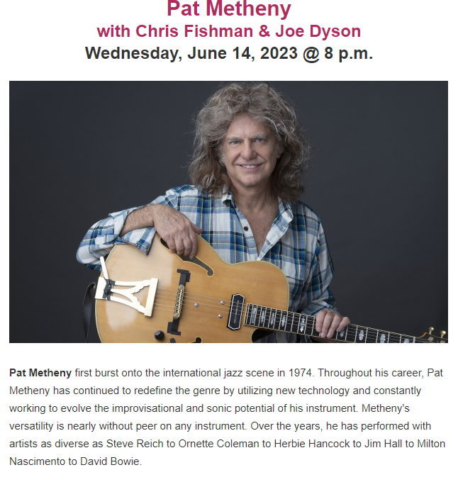 Pat Metheny Concert & Tour History (Updated for 2023 2024) Concert