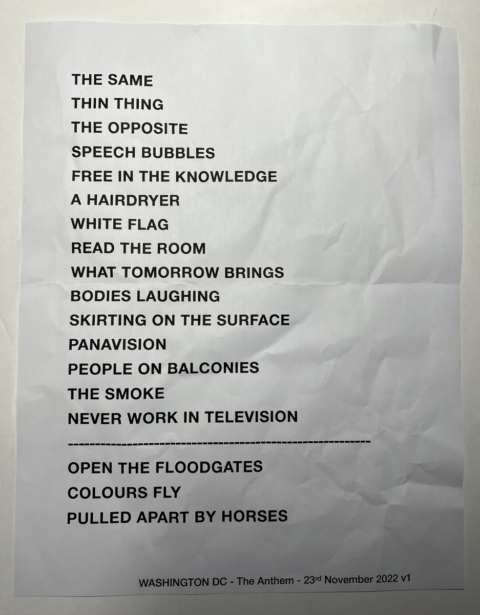 The Smile Setlist 2024 Velma
