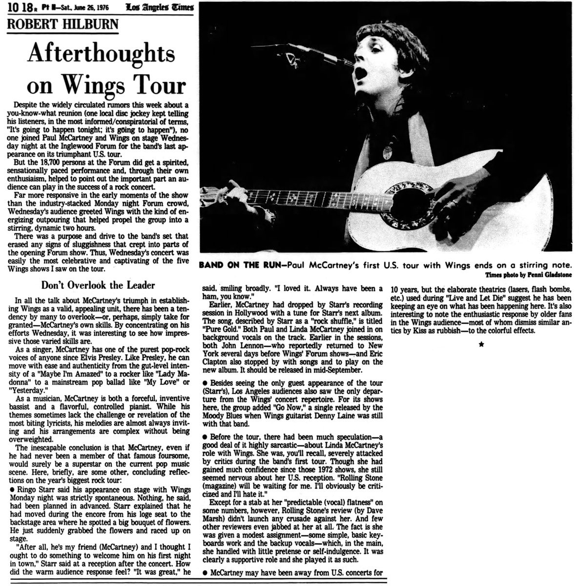 Paul McCartney and Wings Concert & Tour History Concert Archives