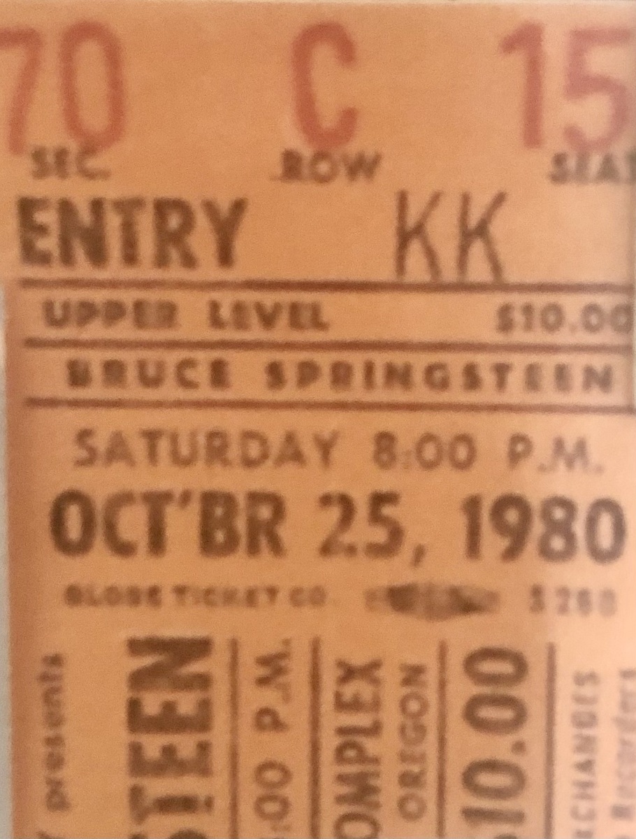 Oct 25, 1980 Bruce Springsteen & The E Street Band at Memorial Coliseum Portland, Oregon