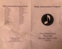 Juilliard MAP concert program, front & back (2004), tags: New York, New York, United States, Morse Hall, the Juilliard School - Juilliard Music Advancement Program Concert on Apr 3, 2004 [398-small]