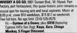 System of a Down / SX10 / Xero / Deicide / Chinga Monkey / 5 Finger Discount on Nov 14, 1997 [016-small]