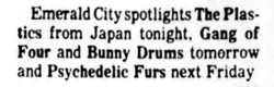 Gang Of Four / Bunny Drums on Jun 20, 1981 [508-small]