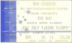 Found this online, someone had a better ticket than me., The Who on Jul 7, 1989 [362-small]