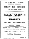 Black Sabbath / Trapeze / Galliard Rock Rebellion / Rockin' Chair on Oct 16, 1970 [847-small]