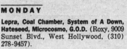 Coal Chamber / System of a Down / Suffer / Hateseed / Microcosmic / G.O.D. / Lepra on Feb 12, 1996 [269-small]