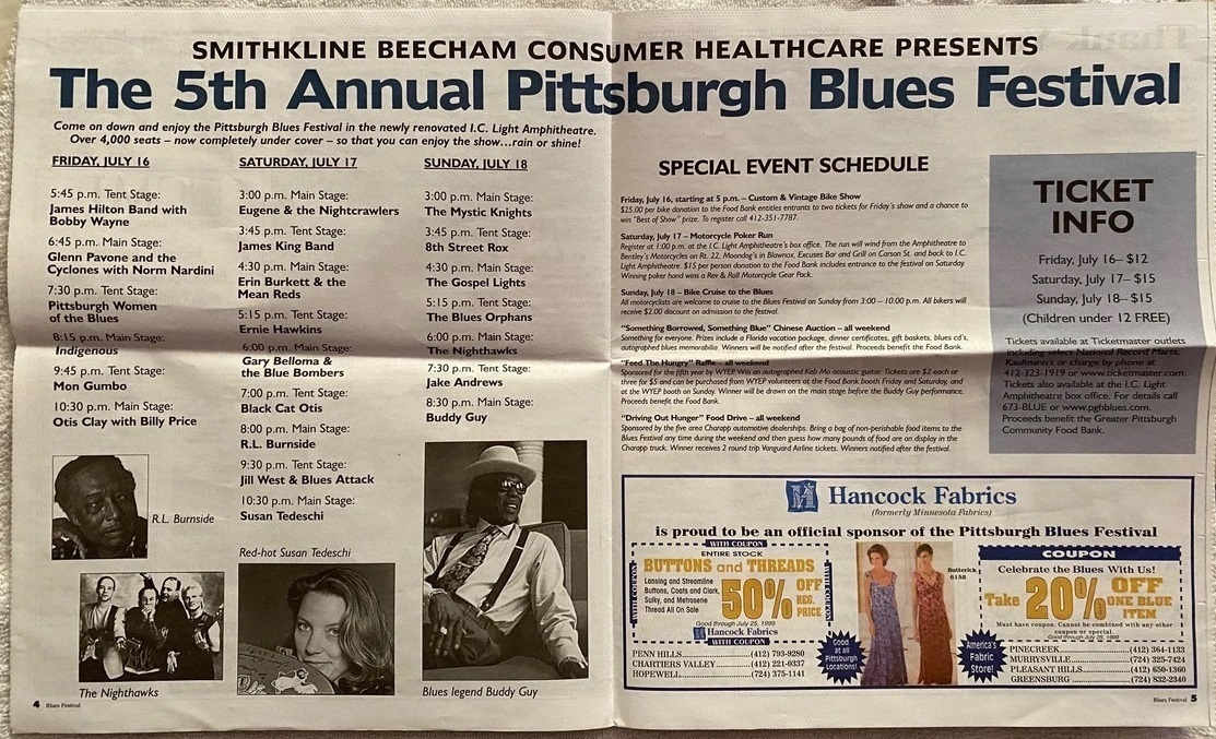 "Pittsburgh Blues Festival" Concert & Tour History Concert Archives
