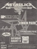 Summer Sanitarium Tour 2003 announcement in the local press, Aug 2003, Metallica / Linkin Park / Mudvayne / Limp Bizkit / Deftones on Aug 9, 2003 [614-small]
