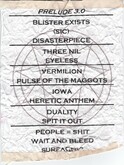 The stage setlist from the gig.  Unsure why the setlist-fm listing is different.  Maybe the band played additional tracks, but 19 years on I don't remember. , Slipknot / My Ruin on May 24, 2004 [645-small]