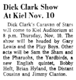 Gary Lewis & The Playboys / Sam The Sham & The Pharaohs / The Yardbirds / Bryan Hyland / Bobby Hebb on Nov 10, 1966 [620-small]