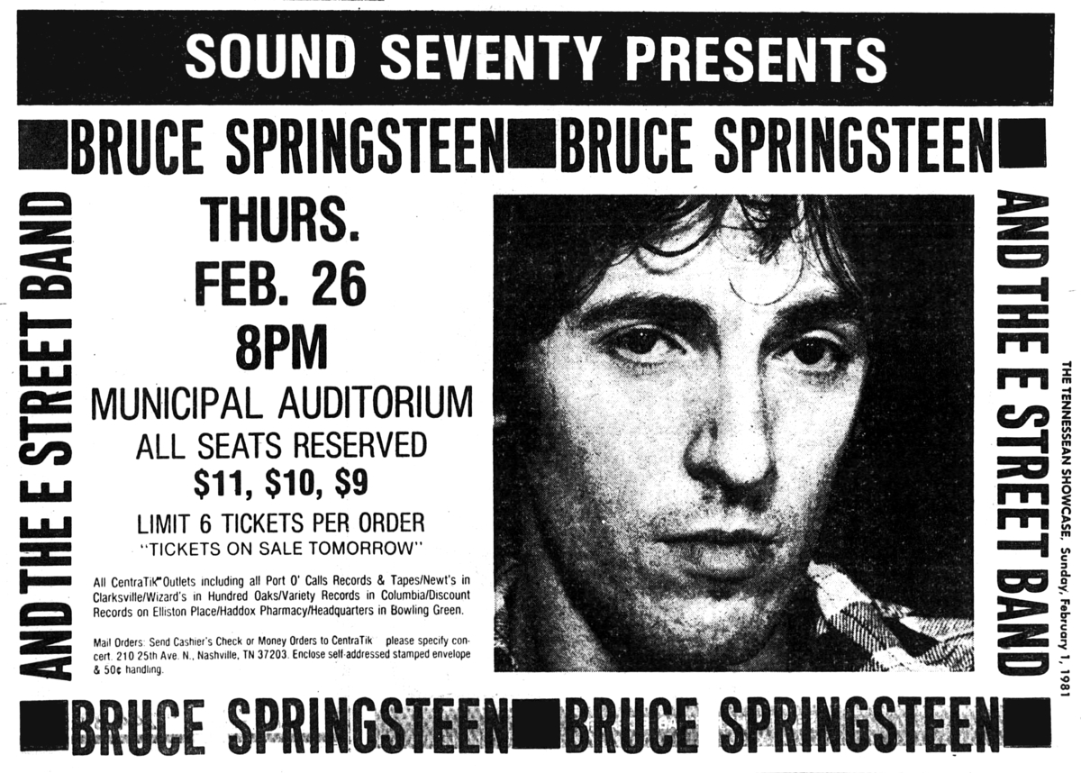 Bruce Springsteen's 1981 Concert & Tour History Concert Archives
