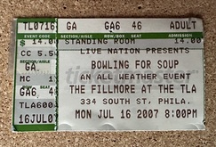 Ticket stub, tags: Ticket - Bowling For Soup / Quietdrive / Melee / Army of Freshmen on Jul 16, 2007 [586-small]