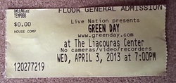 Ticket stub, tags: Ticket - Green Day / Best Coast on Apr 3, 2013 [601-small]