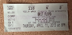 Ticket stub, tags: Ticket - Brit Floyd on Apr 11, 2013 [602-small]