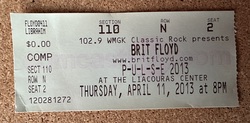 Ticket stub, tags: Ticket - Brit Floyd (Tribute to Pink Floyd) on Apr 11, 2013 [602-small]