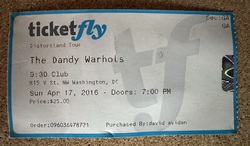 Ticket stub, tags: Ticket - The Dandy Warhols / Seratones on Apr 17, 2016 [616-small]