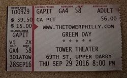 Ticket stub, tags: Ticket - Green Day / Dog Party on Sep 29, 2016 [618-small]