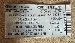 Ticket stub, tags: Ticket - Grizzly Bear / serpentwithfeet on Nov 7, 2017 [629-small]
