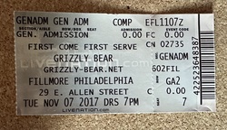 Ticket stub, tags: Ticket - serpentwithfeet / Grizzly Bear on Nov 7, 2017 [629-small]