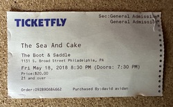 Ticket stub, tags: Ticket - The Sea And Cake / James Elkington on May 18, 2018 [650-small]
