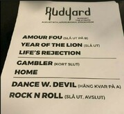This copy of their setlist was kindly provided by Rudyard, tags: Stockholm, Stockholm, Sweden, Setlist, Kägelbanan Södra Teatern - The Struts / Rudyard on Aug 16, 2023 [957-small]