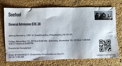 Ticket stub, tags: Ticket - Seefeel / The Veldt / Valley Exit on Nov 15, 2019 [643-small]