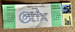 Ticket stub, tags: Ticket - Crumb / Divino Niño / Shormey on Nov 21, 2019 [647-small]