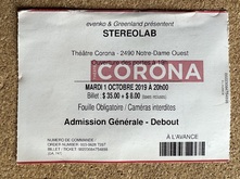 Ticket stub, tags: Ticket - Stereolab / Marker Starling on Oct 1, 2019 [666-small]