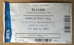 Ticket stub, tags: Ticket - Bayside / Senses Fail / Hawthorne Heights / The Bombpops on Sep 3, 2021 [703-small]