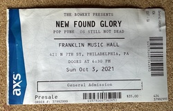 Ticket stub, tags: Ticket - New Found Glory / Less Than Jake / Hot Mulligan / LØLØ on Oct 3, 2021 [715-small]