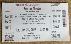 Ticket stub (cancelled), tags: Ticket - Nick Mason's Saucerful of secrets on Jan 25, 2022 [795-small]