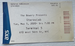 Ticket stub (cancelled), tags: Ticket - Stereolab / Deradoorian on May 5, 2020 [797-small]