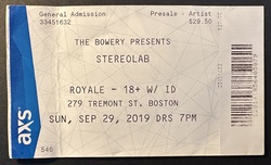 ticket stub, tags: Ticket - Stereolab / Bitchin' Bajas on Sep 29, 2019 [046-small]