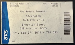 ticket stub, tags: Ticket - Stereolab / Bitchin Bajas on Sep 27, 2019 [048-small]