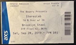 ticket stub, tags: Ticket - Stereolab / Olivia Neutron-John on Sep 28, 2019 [049-small]