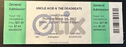 Ticket stub, tags: Ticket - Uncle Acid & The Deadbeats / King Buffalo on Mar 3, 2022 [354-small]