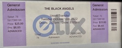 Ticket stub, tags: Ticket - The Black Angels / The Vacant Lots on Oct 18, 2022 [355-small]