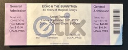 Ticket stub, tags: Ticket - Echo & the Bunnymen / Cayucas on Sep 16, 2022 [379-small]