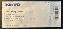 Ticket stub, tags: Ticket - The Dandy Warhols / The Vacant Lots / Cosmonauts on May 6, 2019 [396-small]