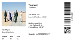 Ticket stub (cancelled), tags: Ticket - Tinariwen on Nov 6, 2021 [438-small]