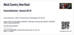 Ticket stub (cancelled), tags: Ticket - Black Country, New Road on Feb 25, 2022 [439-small]