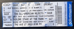 Ticket stub, tags: Ticket - The All-American Rejects / New Found Glory / The Starting Line / The Get Up Kids on Aug 17, 2023 [448-small]