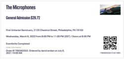 Ticket stub (digital), tags: Ticket - The Microphones / Emily A. Sprague on Mar 9, 2022 [502-small]