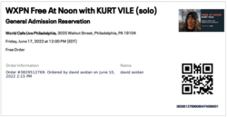 Ticket stub (digital), tags: Ticket - Kurt Vile on Jun 17, 2022 [509-small]